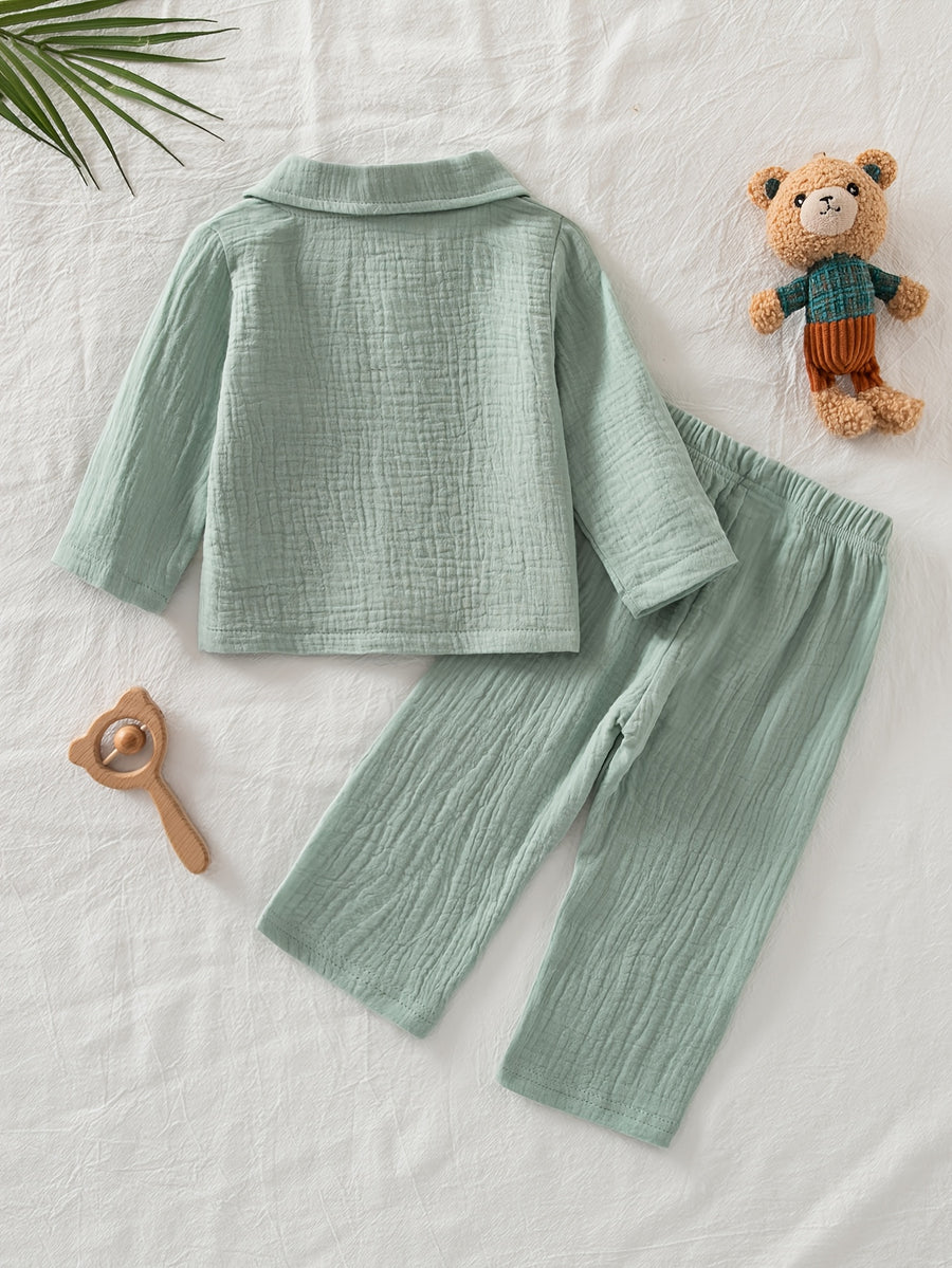 Ensemble bébé col pur longues manches et pantalon long — Monptitlou