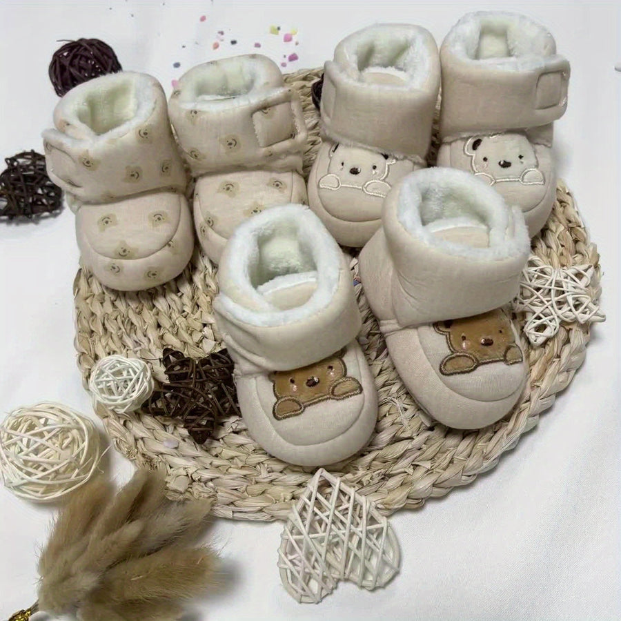 Chaussures et chaussettes d'hiver chaudes pour enfants, chaussures douces antidérapantes pour nouveau-né pour ramper et 
