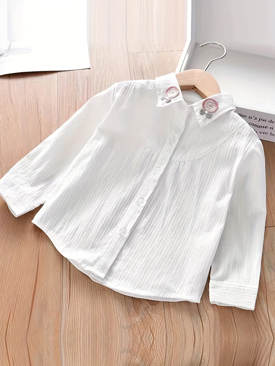 Chemise Brodée à Manches Longues pour Fille pour Printemps/Automne — Monptitlou