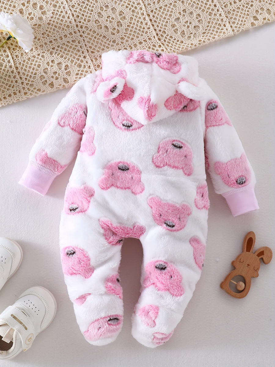 Combinaison polaire à capuche ourson pour bébé fille — Monptitlou
