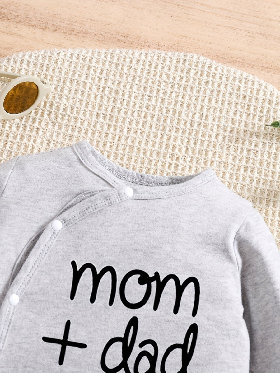 Body bébé manches longues à col incliné et imprimé lettré — Monptitlou