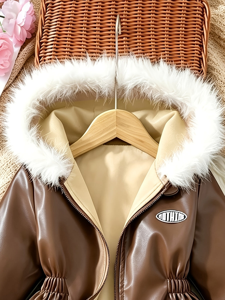 Veste à capuche pour fille avec petite décoration d'étiquette Zhangzi +