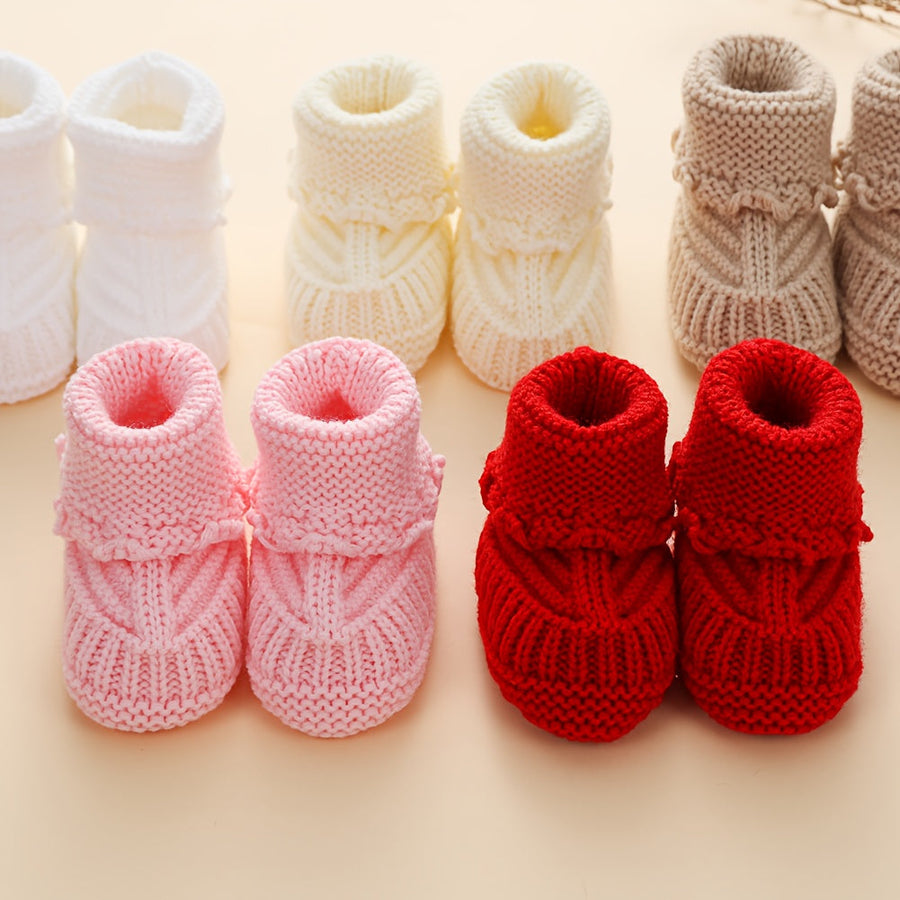 1 paire de chaussettes bébé en tricot 0-12 mois, chaussettes de marche unies Crochet, couleur crème unie, chaussettes co