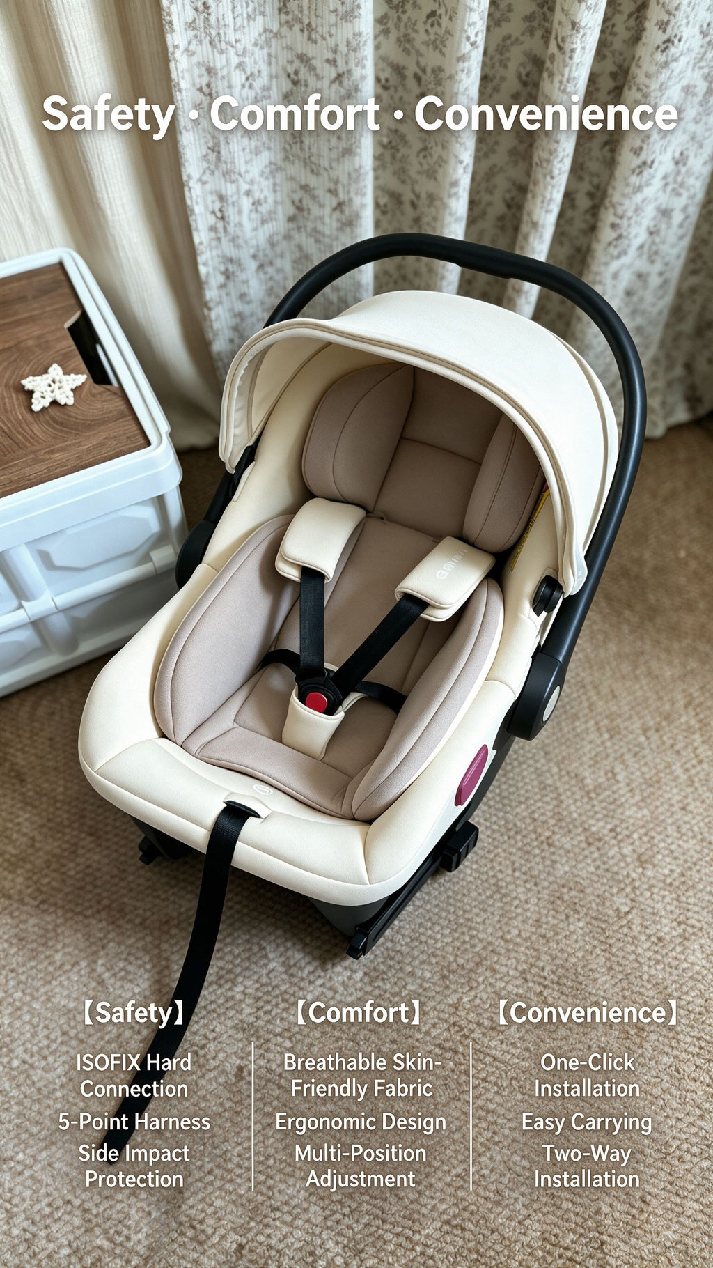 Siège auto de voyage pour bébé, siège auto pour nourrisson sans base — Monptitlou