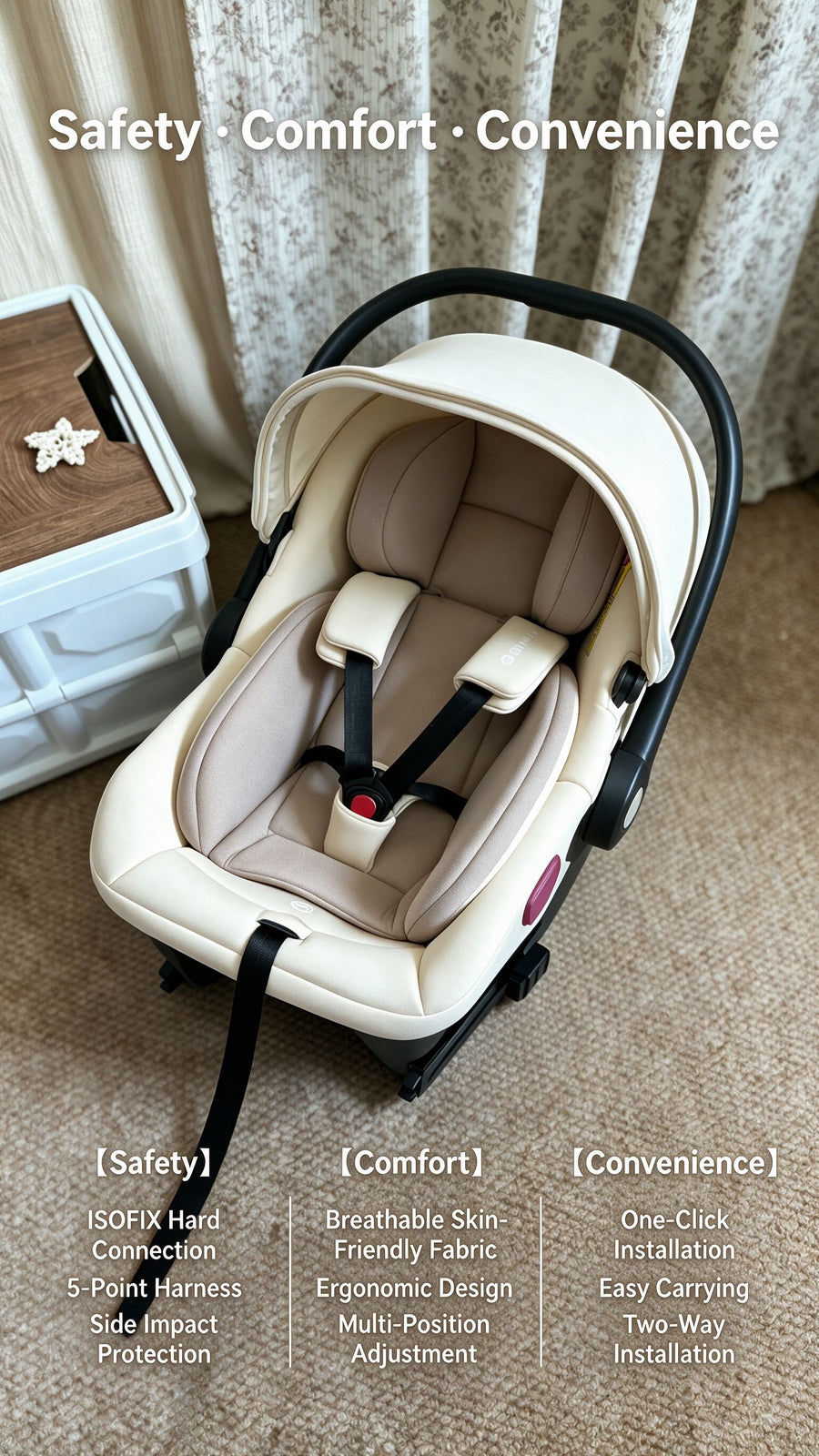 Siège auto de voyage pour bébé, siège auto pour nourrisson sans base — Monptitlou