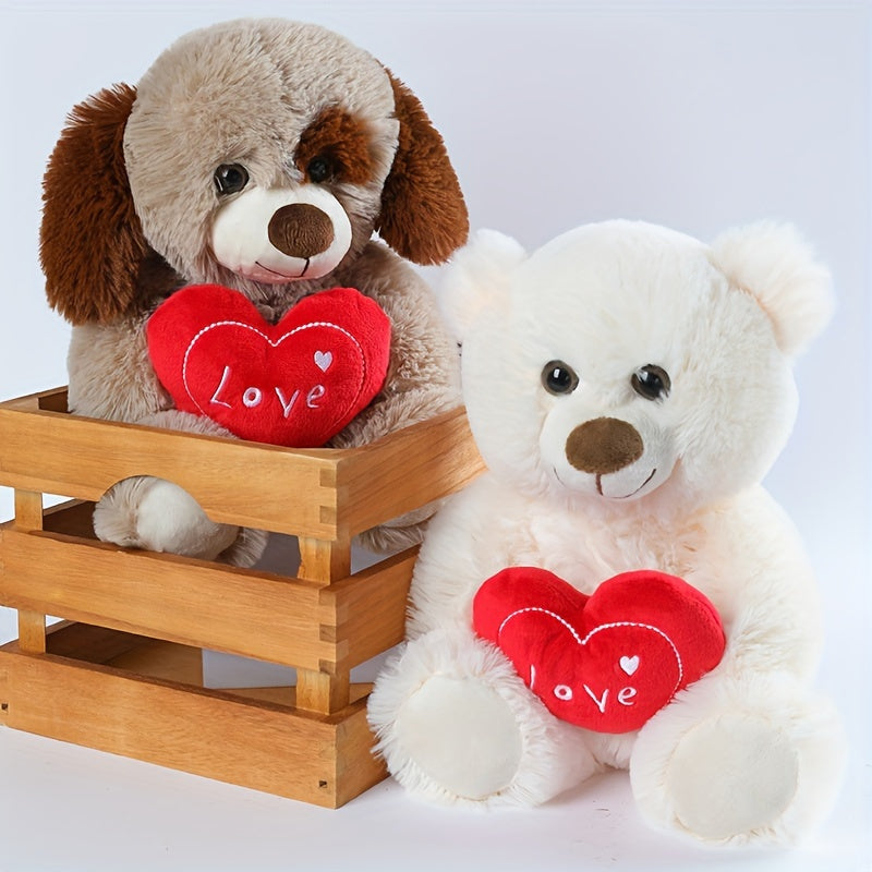 Ours en Peluche Cœur d'Amour de 26 cm / 10.23 pouces avec Ours et Chien — Monptitlou