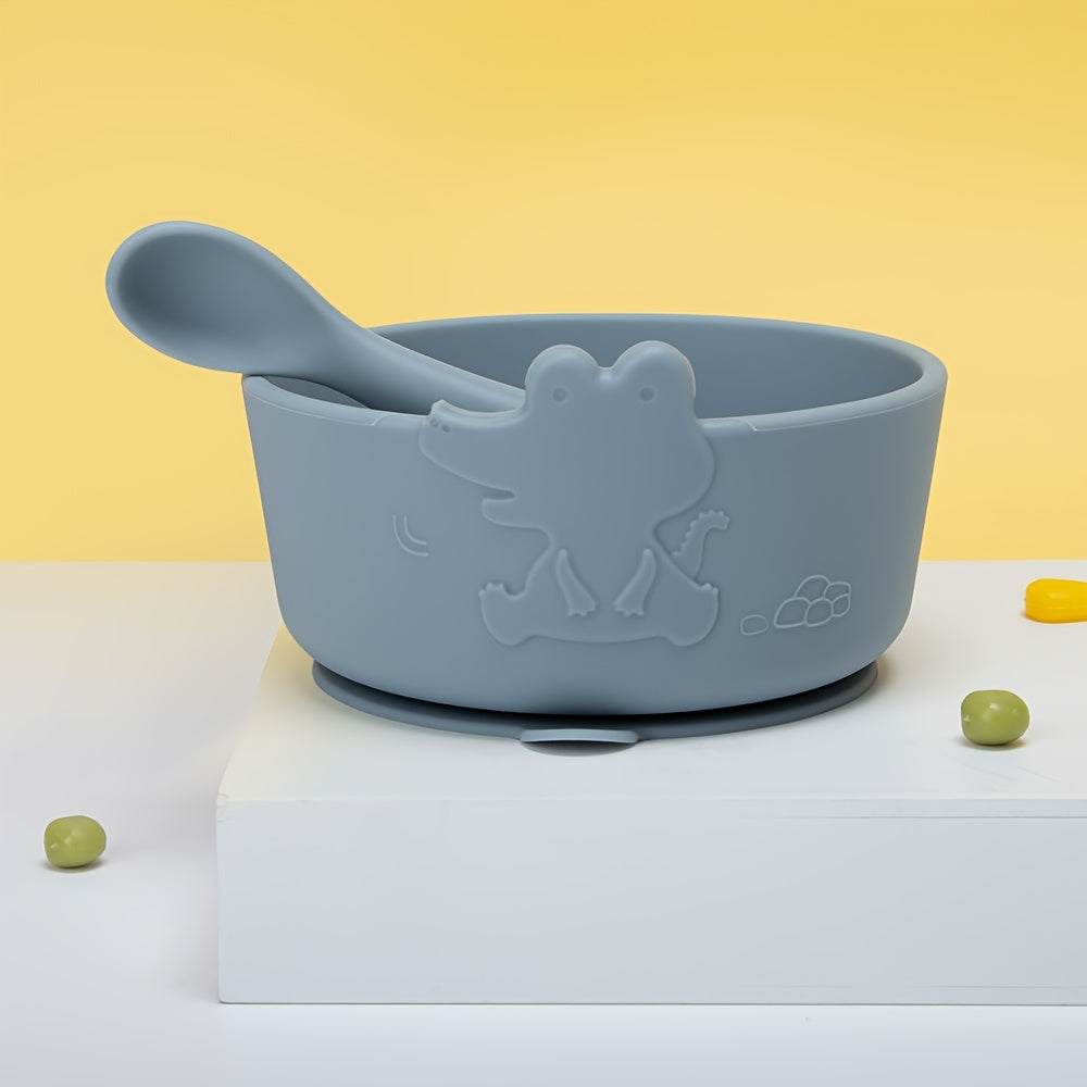Sets d'alimentation pour enfants : bol et cuillère en silicone avec — Monptitlou