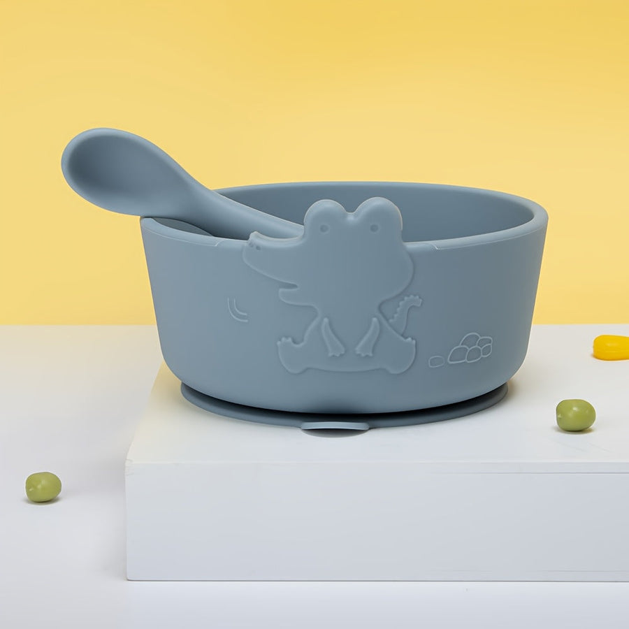 Sets d'alimentation pour enfants : bol et cuillère en silicone avec — Monptitlou