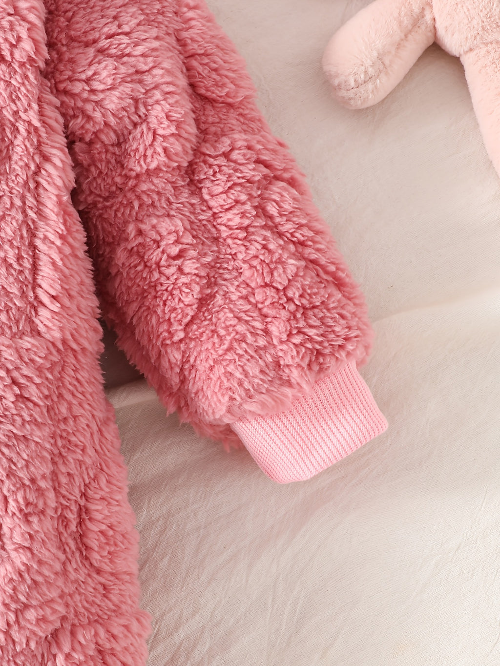 Combinaison à capuche en polaire ours rose pour bébé fille — Monptitlou