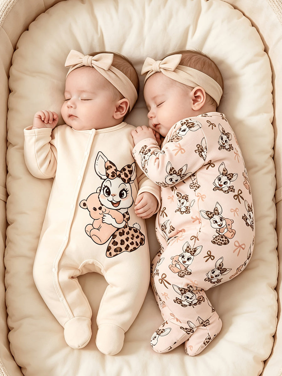 Barboteuse Bébé Fille Manches Longues et Pieds — Monptitlou