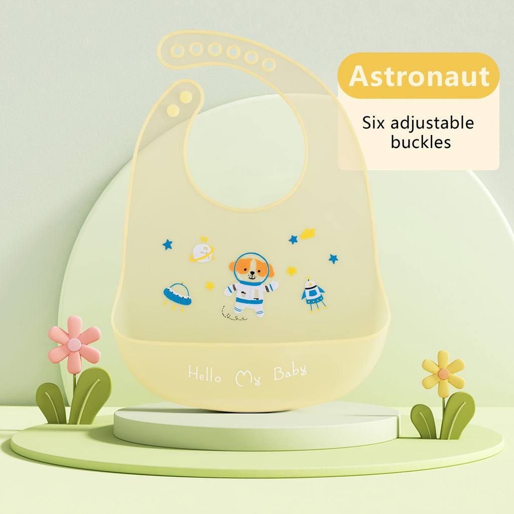 1 bavoir mignon en silicone pour bébé avec bande de cou réglable — Monptitlou