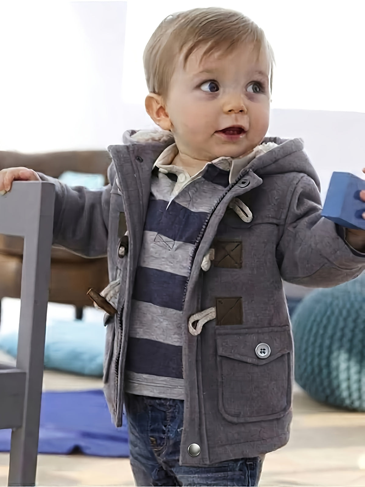 Veste d'automne-hiver pour garçons, couleur unie, fermeture éclair — Monptitlou Image