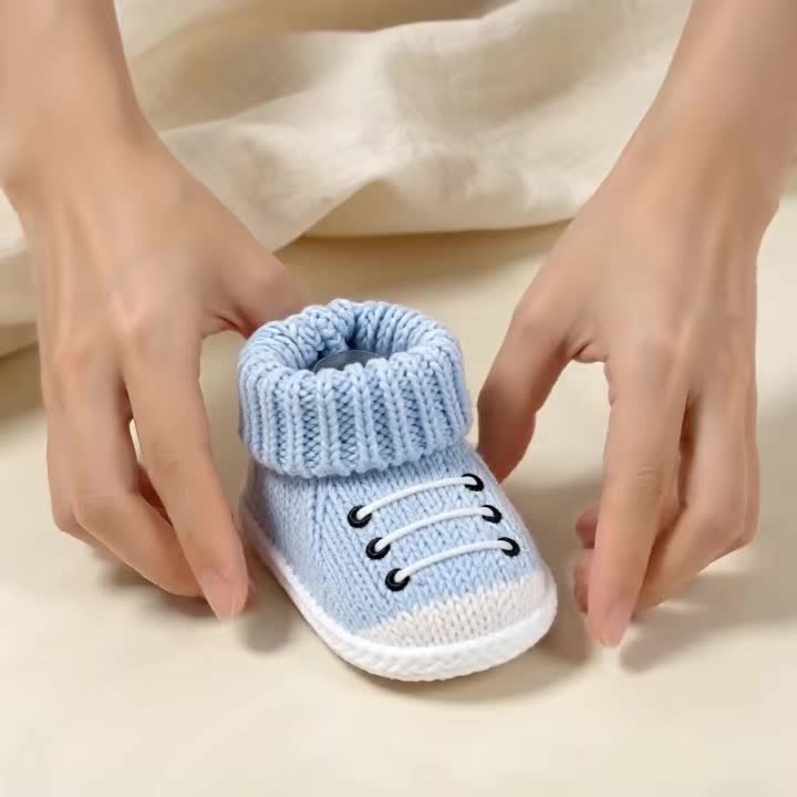 Paires de chaussures de bébé tricotées avec animaux mignons — Monptitlou