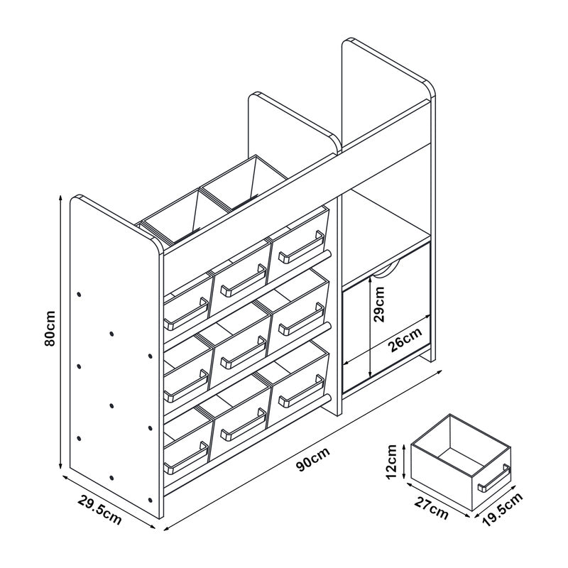 Étagère pour enfants 'Søndreland avec une seule porte d'armoire et 9 — Monptitlou
