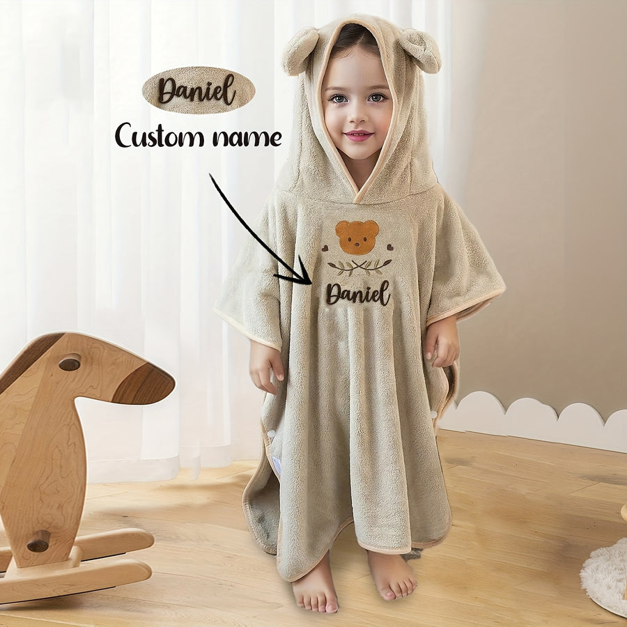 [Cadeau enfants brodé] 1 pc Cape de bain pour tout-petit avec nom brodé — Monptitlou
