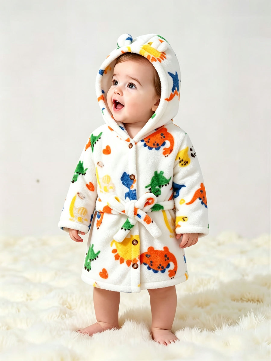 Robe en Polaire à Capuche pour Filles avec Imprimé Cartoon — Monptitlou