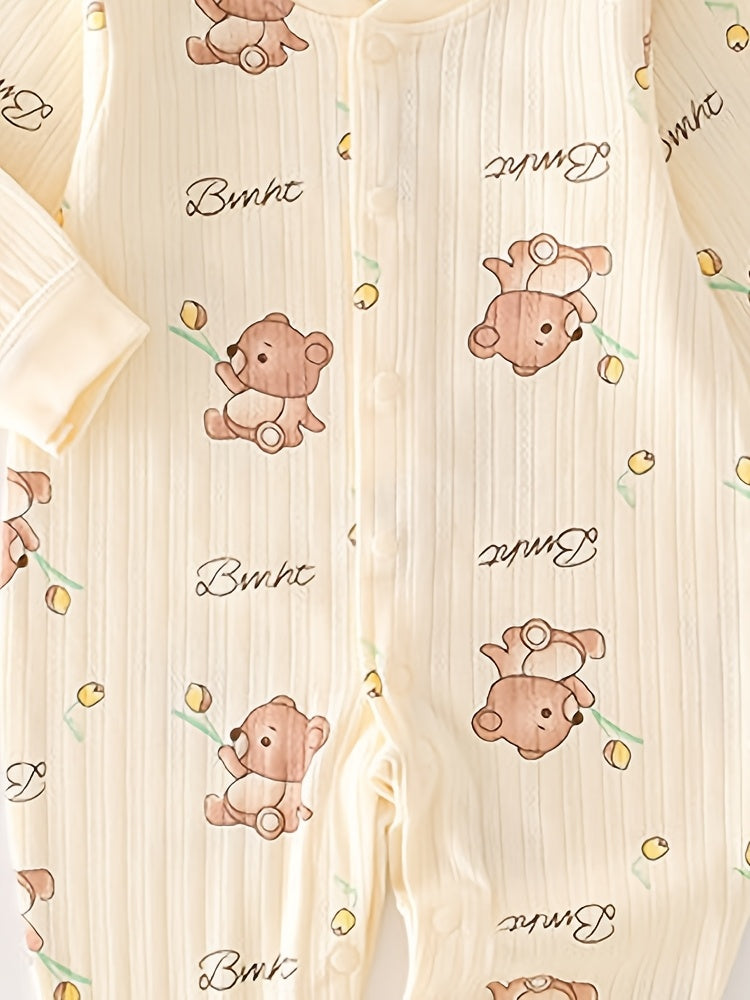 Combinaison bébé ours en peluche fleurie — Monptitlou