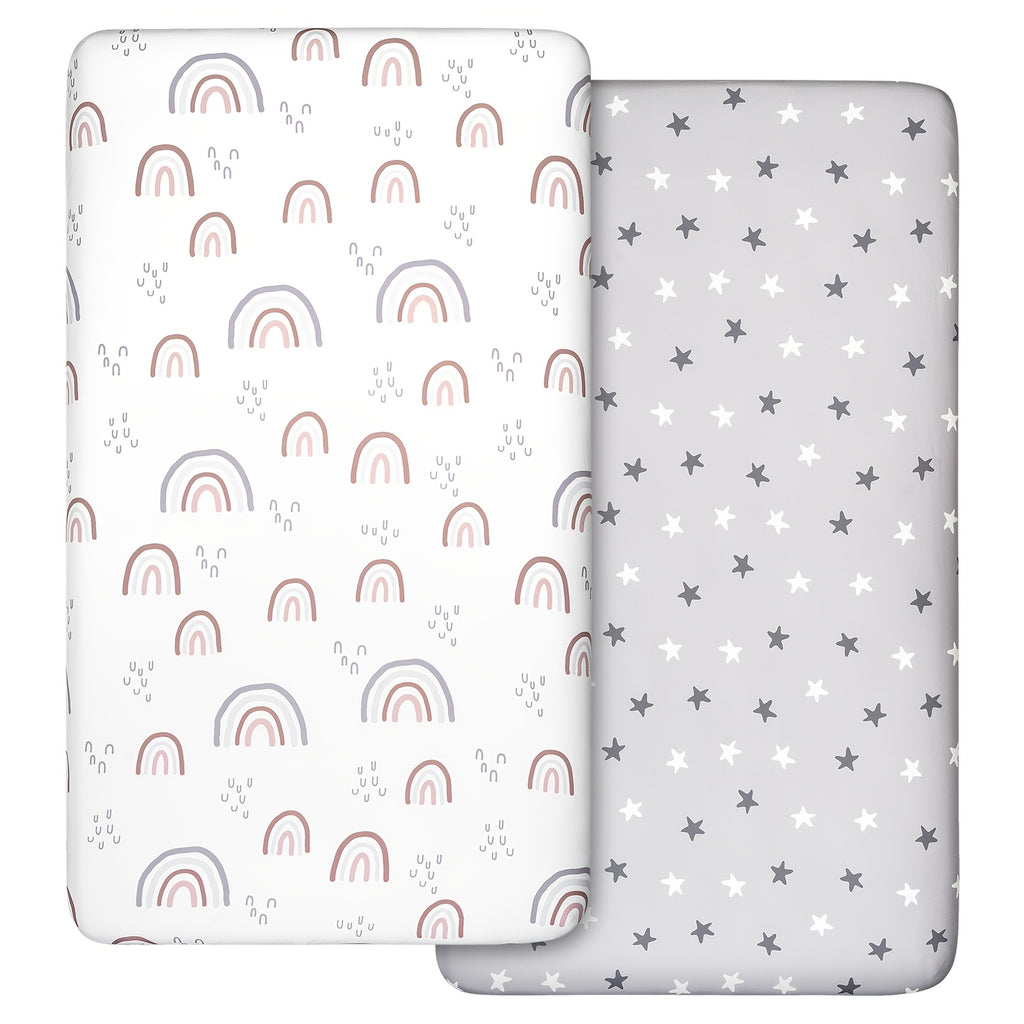 Draps-housses bébé rose cœur microfibre ultra-fine pour matelas — Monptitlou