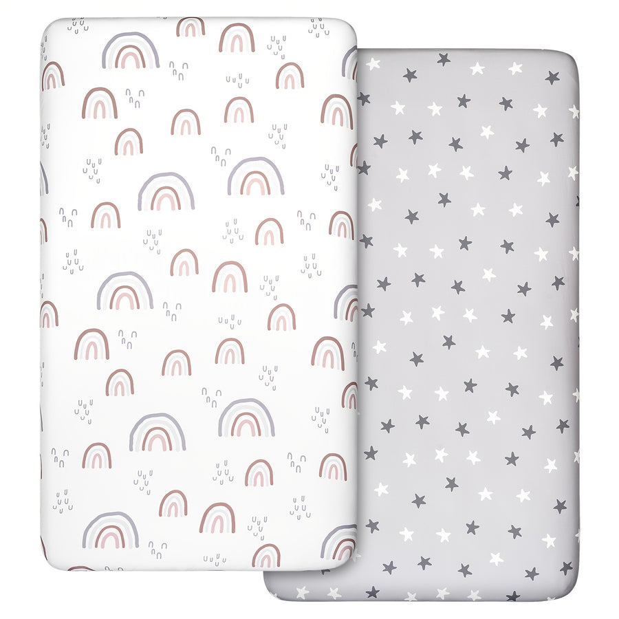 Draps-housses bébé rose cœur microfibre ultra-fine pour matelas — Monptitlou