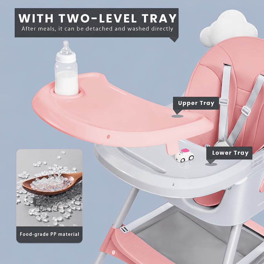 [Chaise 3-en-1 pliable] Chaise Haute Bébé 3-en-1, Pliable et Portable — Monptitlou