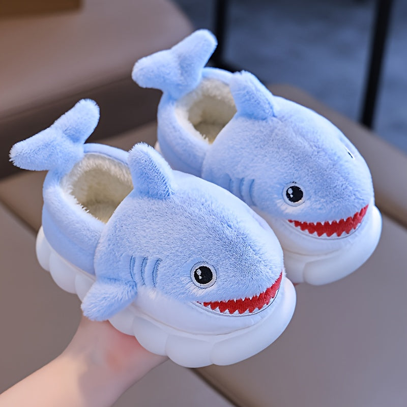 1 Paire de Chaussons en Peluche Requin Cartoon Mignons pour Garçons et — Monptitlou