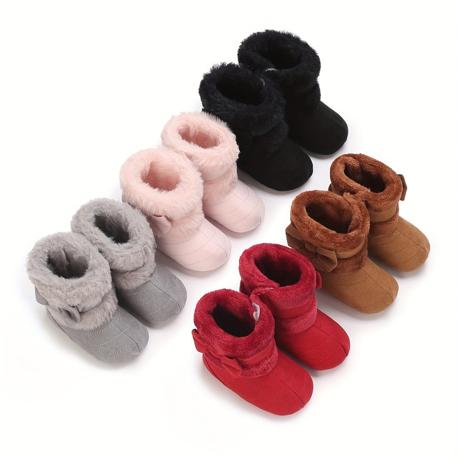 Bottes bébé chaudes hiver polyvalentes mode, avec nœud, 0-1 an, intérieur extérieur confortables