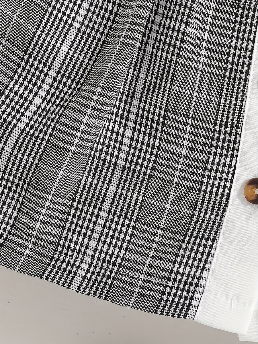 Veste ouverte à carreaux noir et blanc automne/hiver pour filles avec — Monptitlou