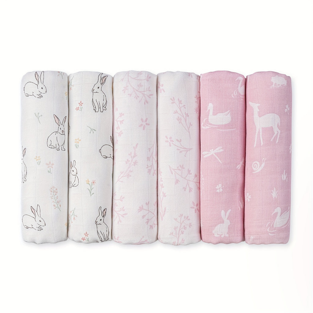 Lot de 6 langes bébé en mousseline de coton — Monptitlou