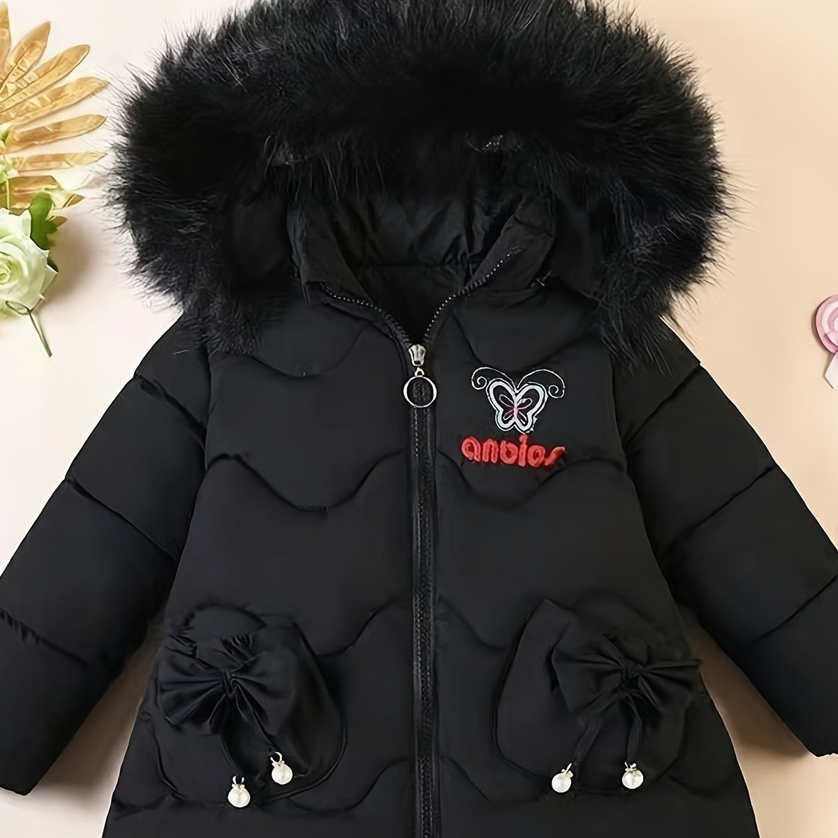 Veste chaude d'extérieur matelassée pour fille, matelassée pour enfant — Monptitlou Image