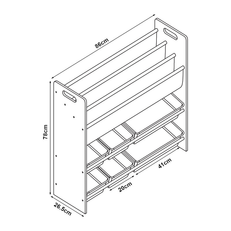 Étagère pour enfants 'Rødøy avec 6 boîtes 78 X 86 X 27 Cm — Monptitlou
