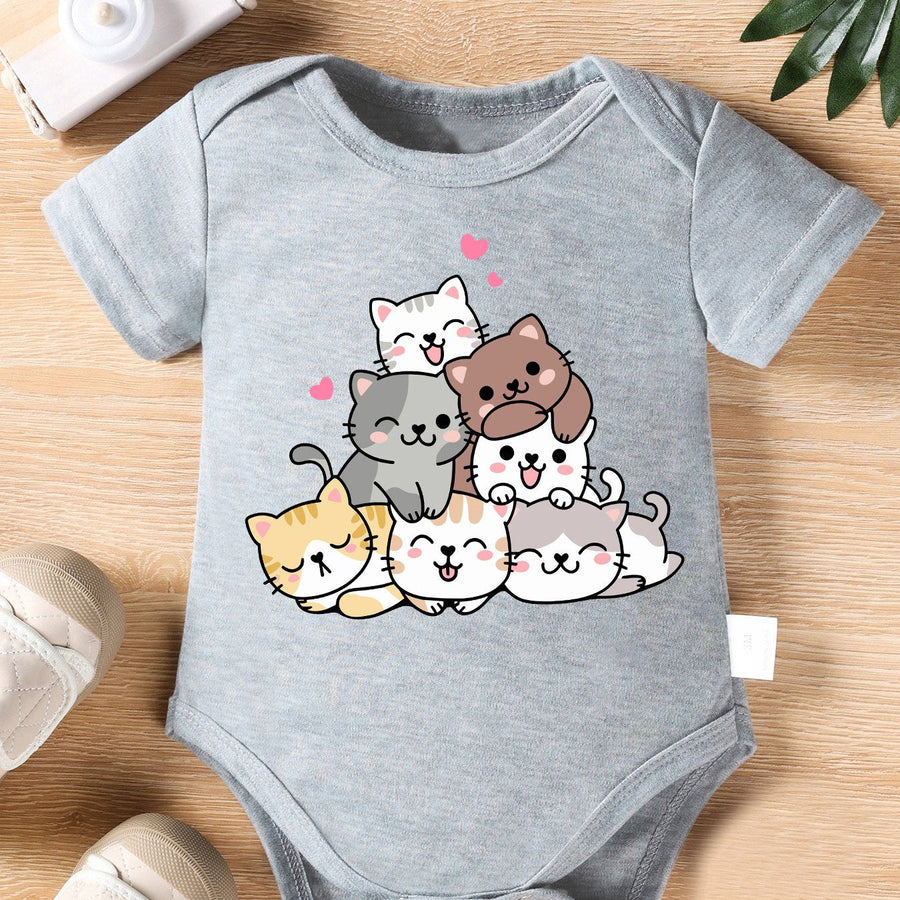 Combinaison à Manches Courtes Mignonne pour Nouveau-né Fille "Amis — Monptitlou