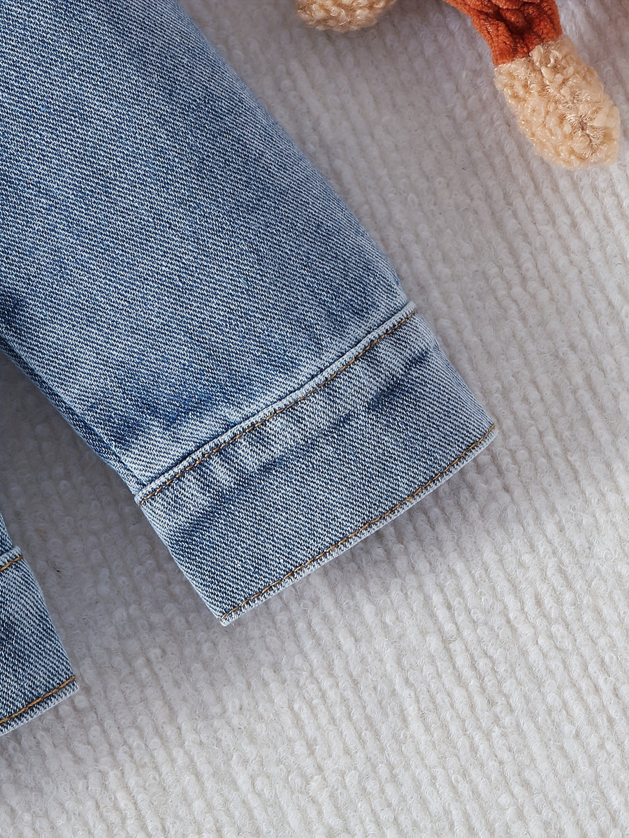 Veste en jean délavé bleu clair motif petit ours garçon, photo 16