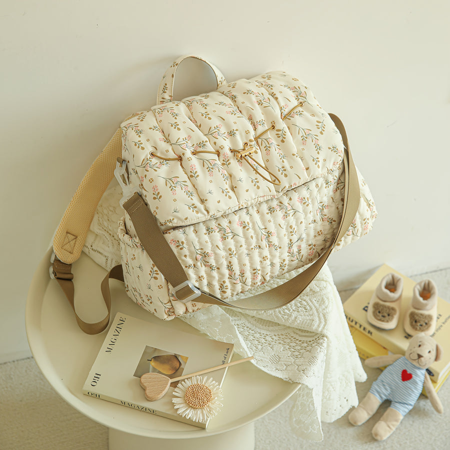 1 Sac à Langer Matelassé Floral avec Bretelle Longue Réglable — Monptitlou
