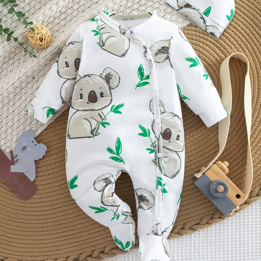Combinaison bébé pieds doux koala feuille verte unisexe 0-9 mois — Monptitlou