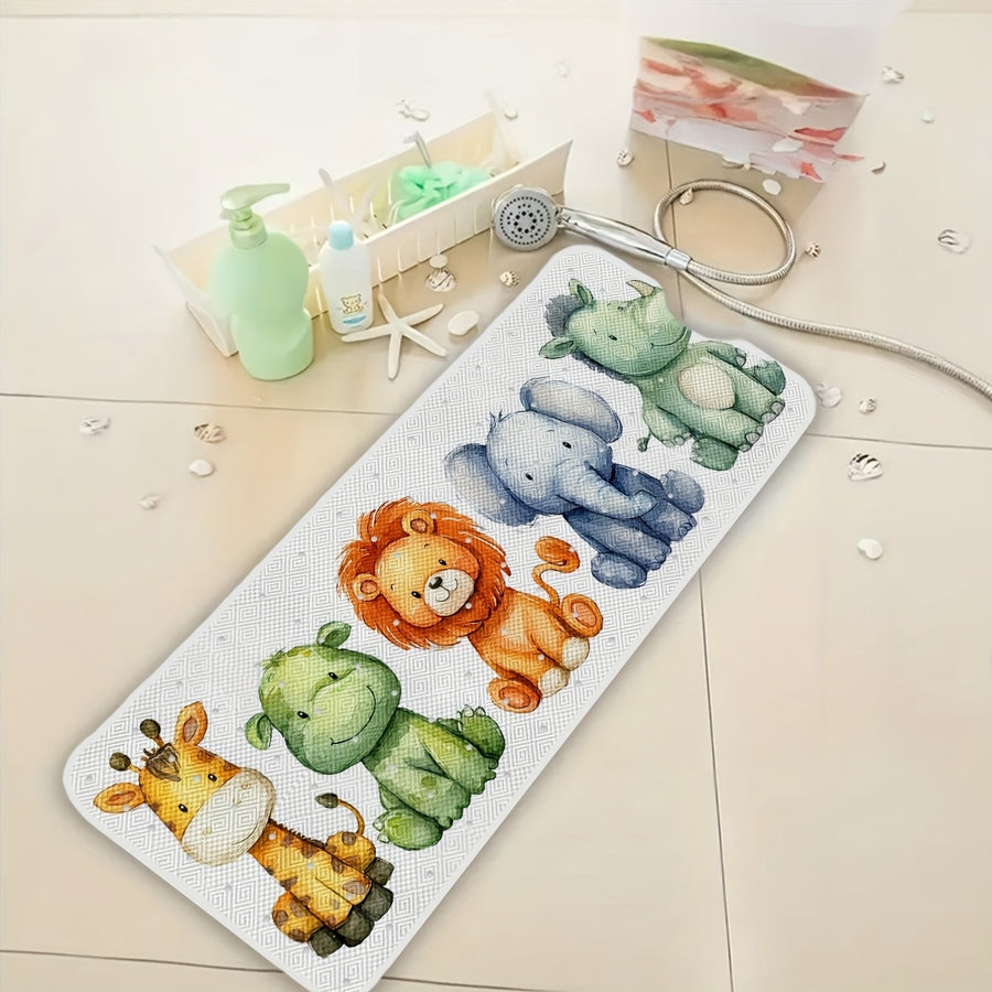Un tapis de baignoire avec motifs de dessins animés d'animaux — Monptitlou