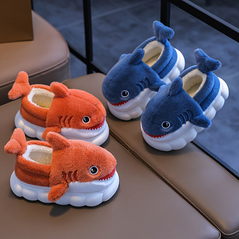 1 Paire de Chaussons en Peluche Requin Cartoon Mignons pour Garçons et — Monptitlou