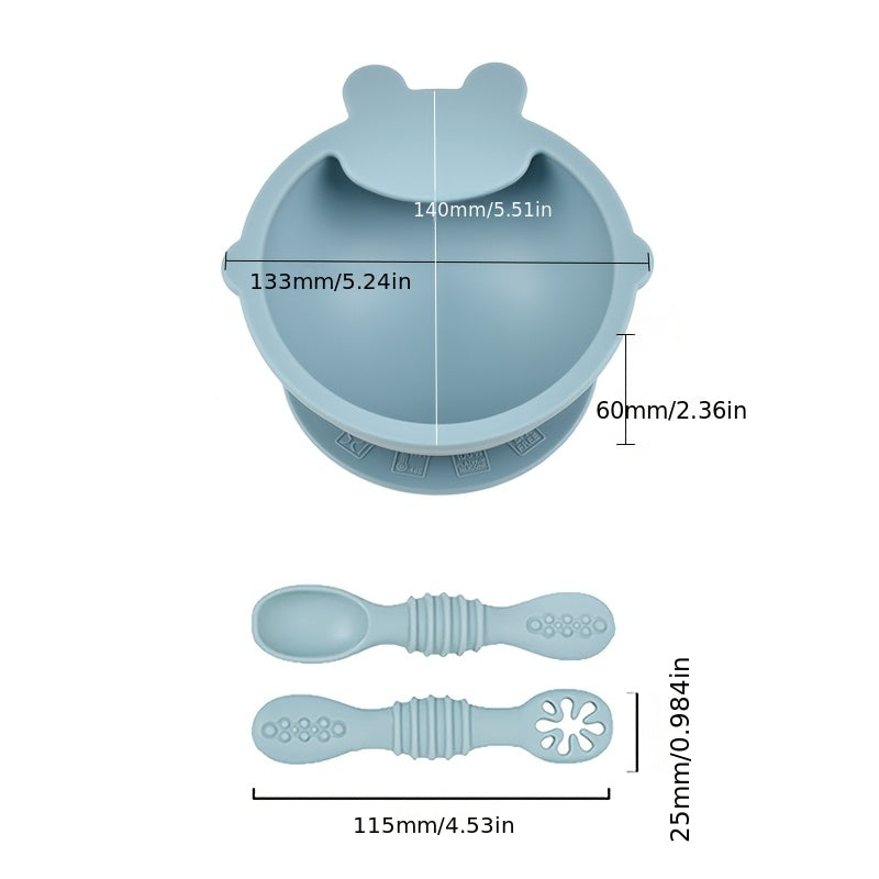 Lot de bol alimentaire en silicone pour bébé avec ventouse et cuillère — Monptitlou