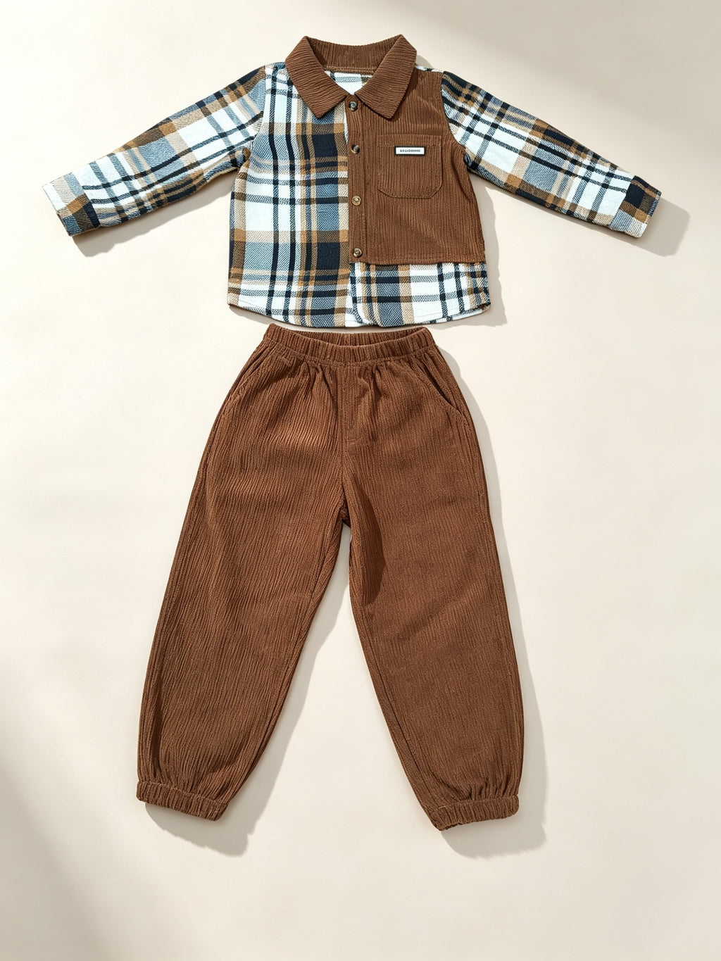 Nouveau ensemble rentrée scolaire automne-hiver pour garçons : chemise — Monptitlou