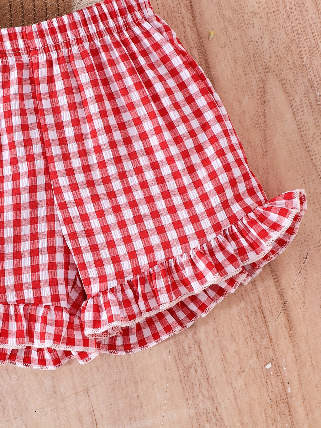 Ensemble 2 pièces pour bébé fille : Haut à col à volants imprimé fraise — Monptitlou