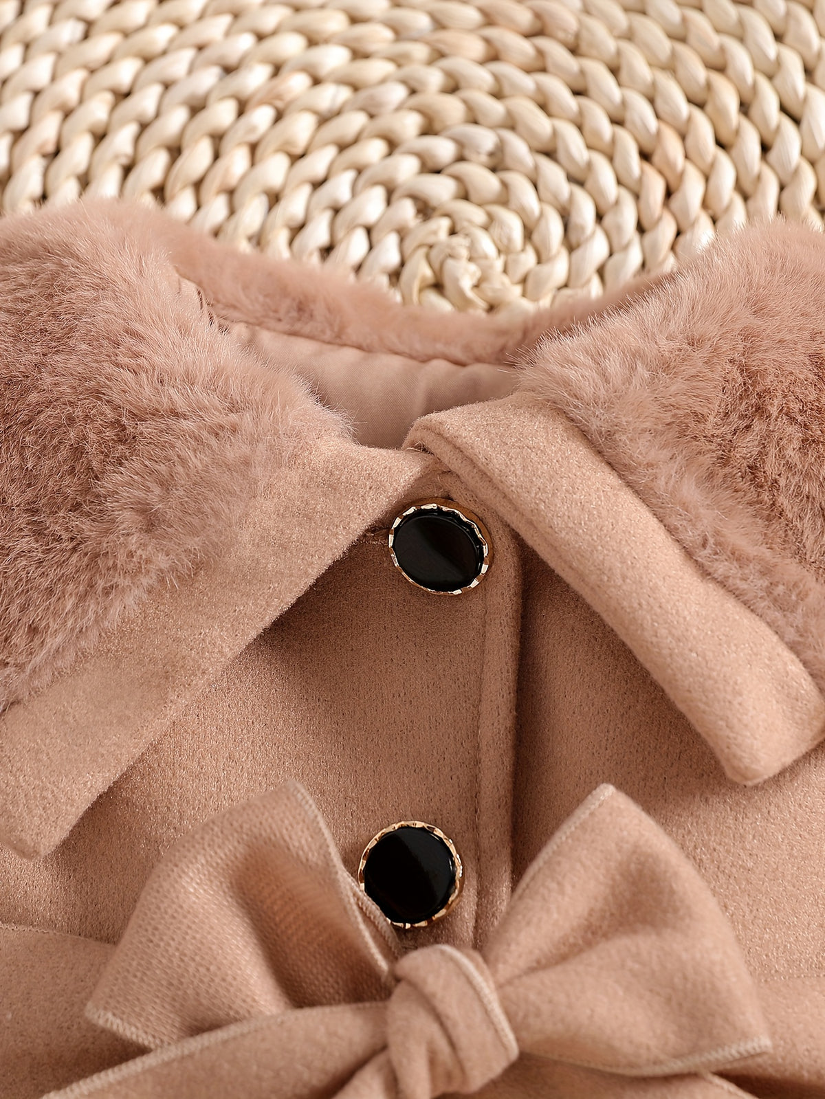 Veste princesse pour filles, col plush marron clair grande taille — Monptitlou Image