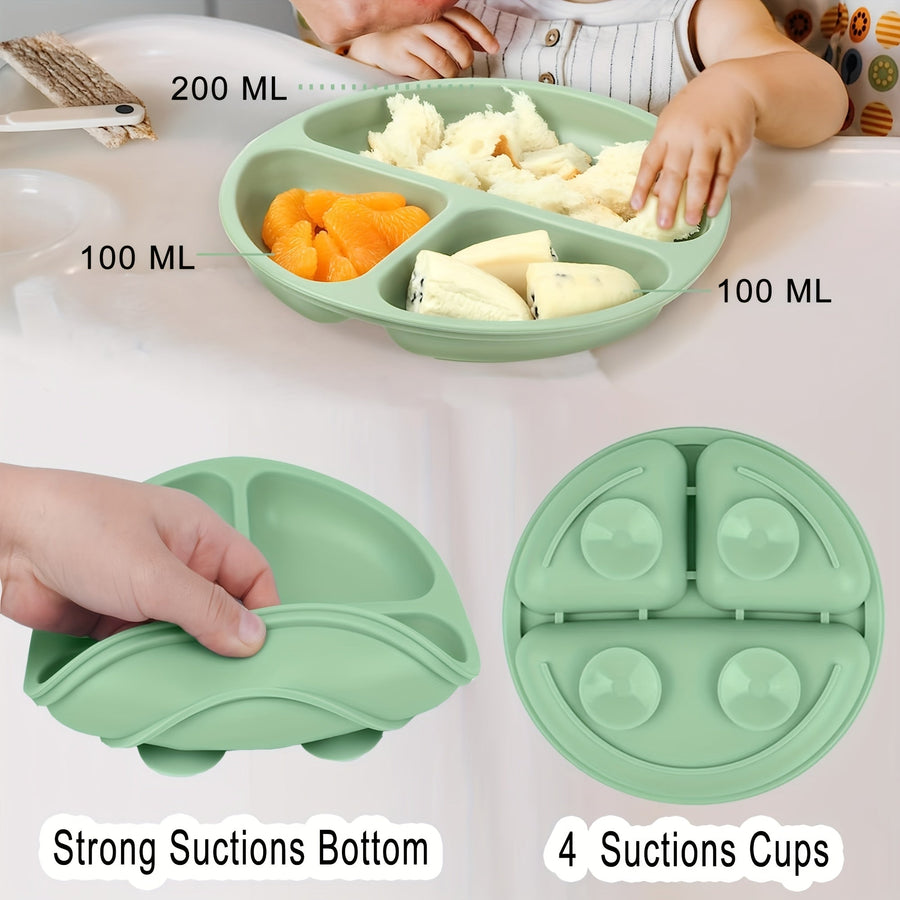 Set d'alimentation bébé en silicone, incluant bol avec ventouse — Monptitlou