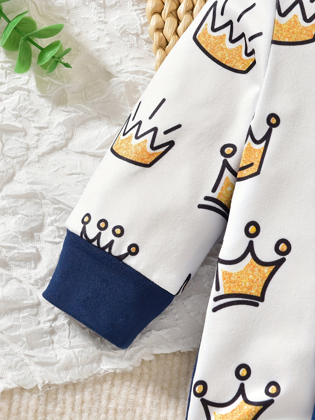 Grenouillère pour nouveau-né, motif couronne — Monptitlou