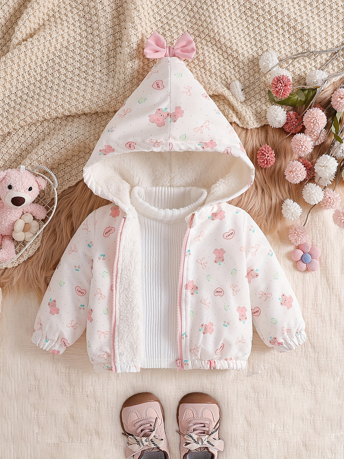 Veste à capuche zippée pour fille avec motif cartoon mignon — Monptitlou Image