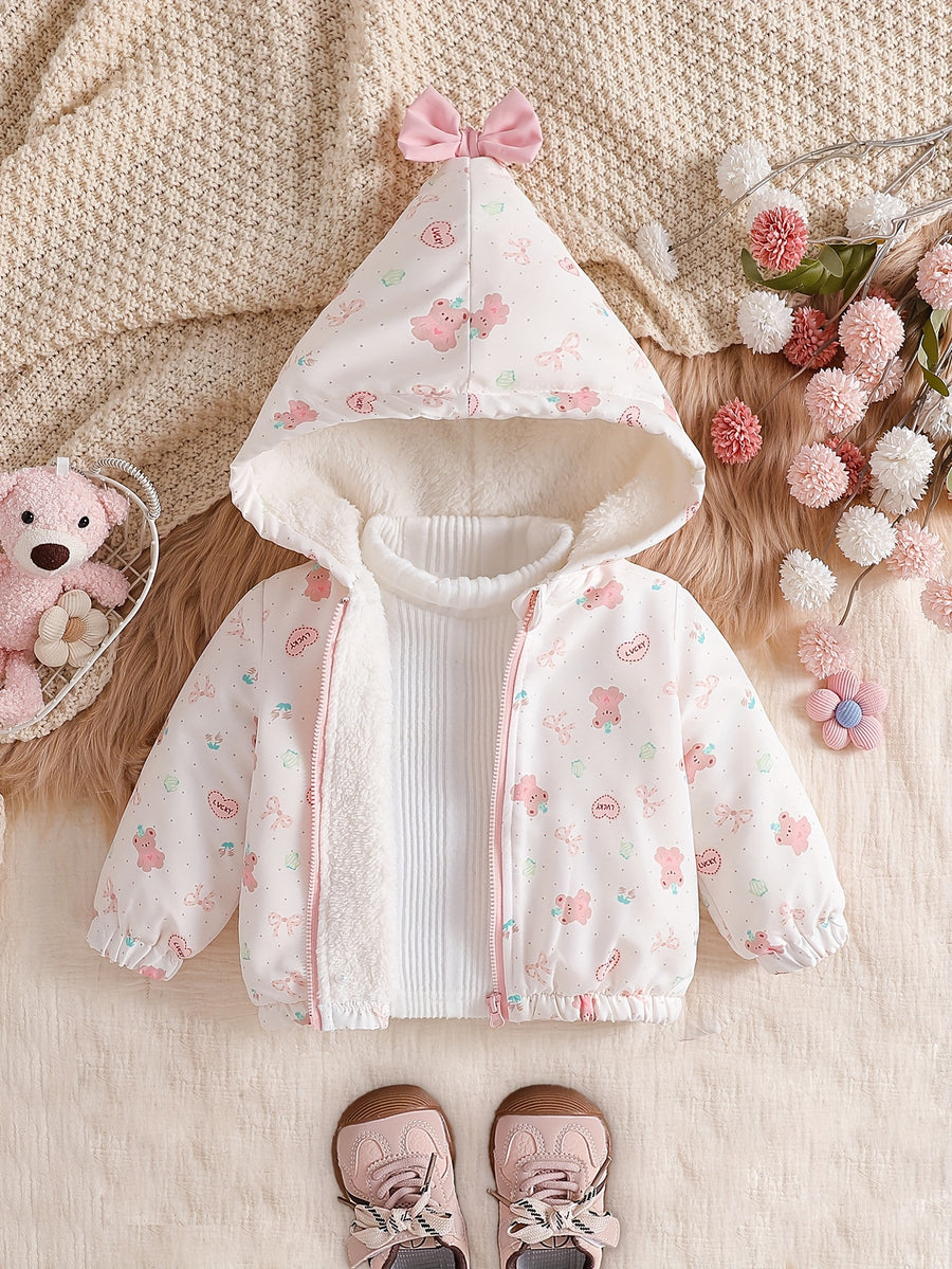 Veste à capuche zippée pour fille avec motif cartoon mignon — Monptitlou