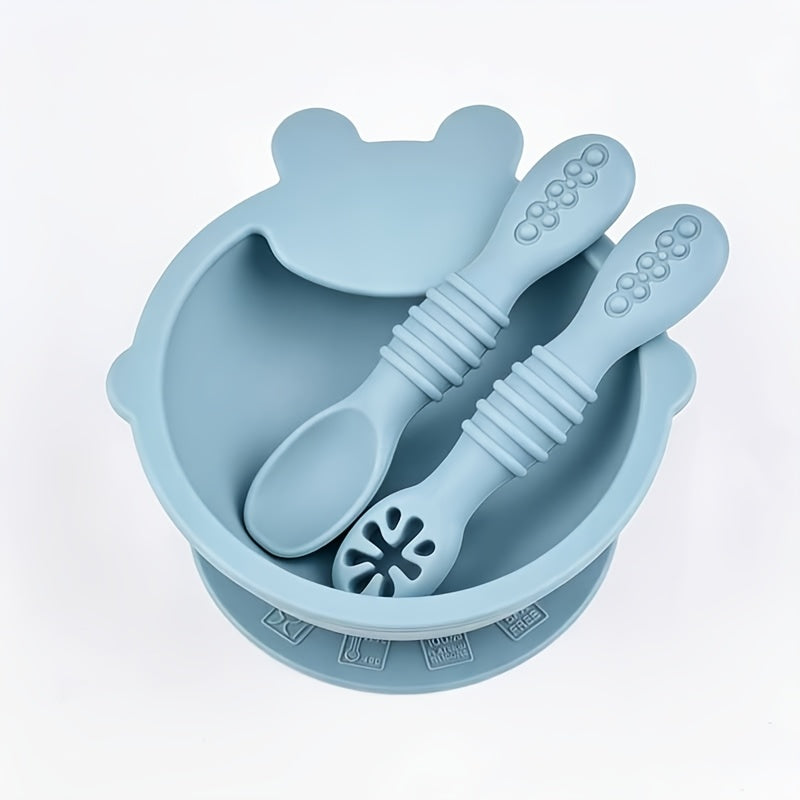 Lot de bol alimentaire en silicone pour bébé avec ventouse et cuillère — Monptitlou