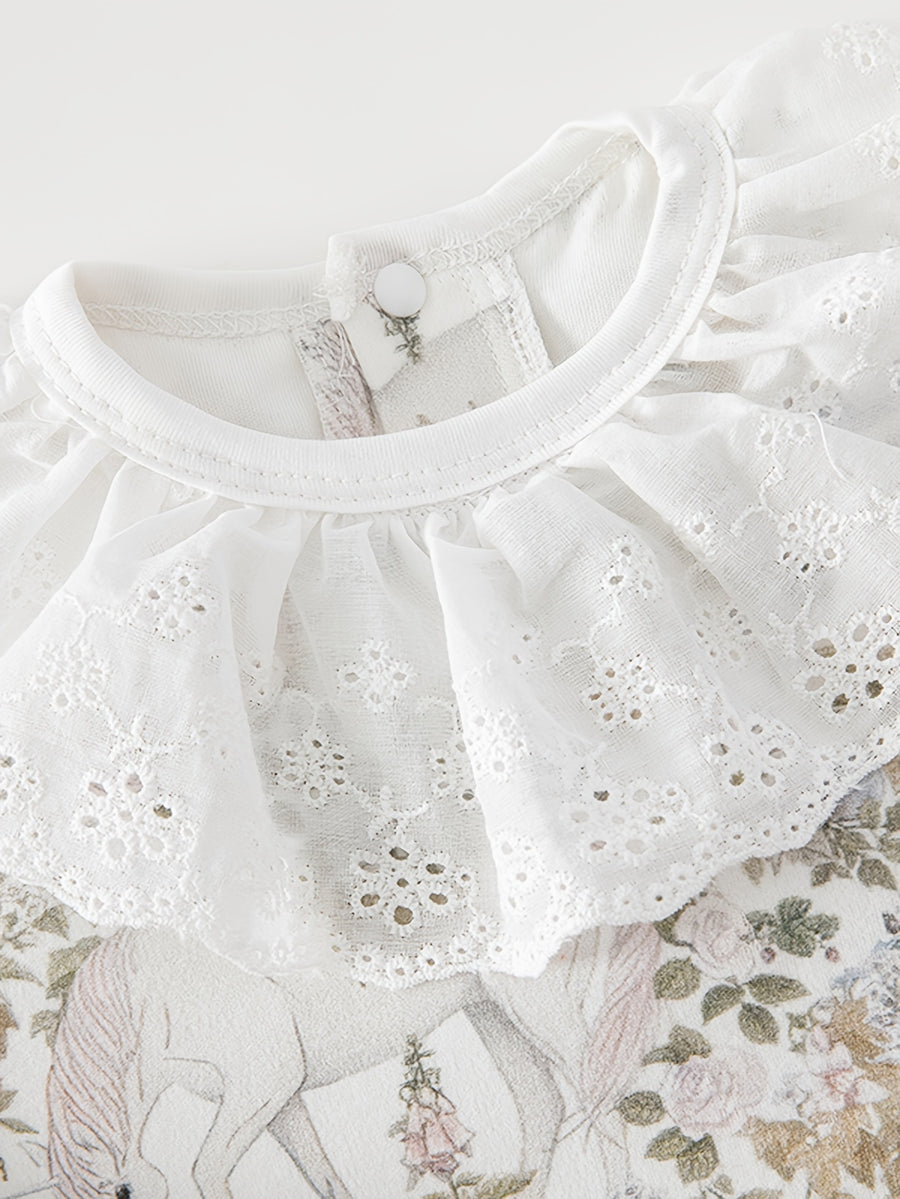 Nouvelle Arrivée Printemps Barboteuse à Manches Longues en Pur Coton — Monptitlou