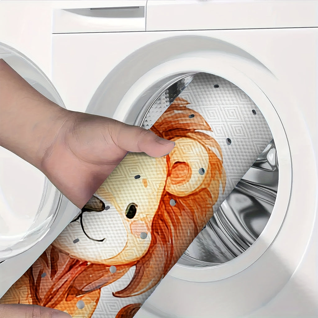 Un tapis de baignoire de salle de bain avec des motifs d'animaux — Monptitlou