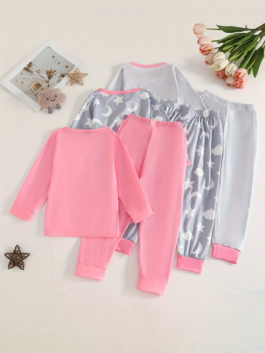 Pyjama pour filles avec imprimé nuage, étoile et lune — Monptitlou