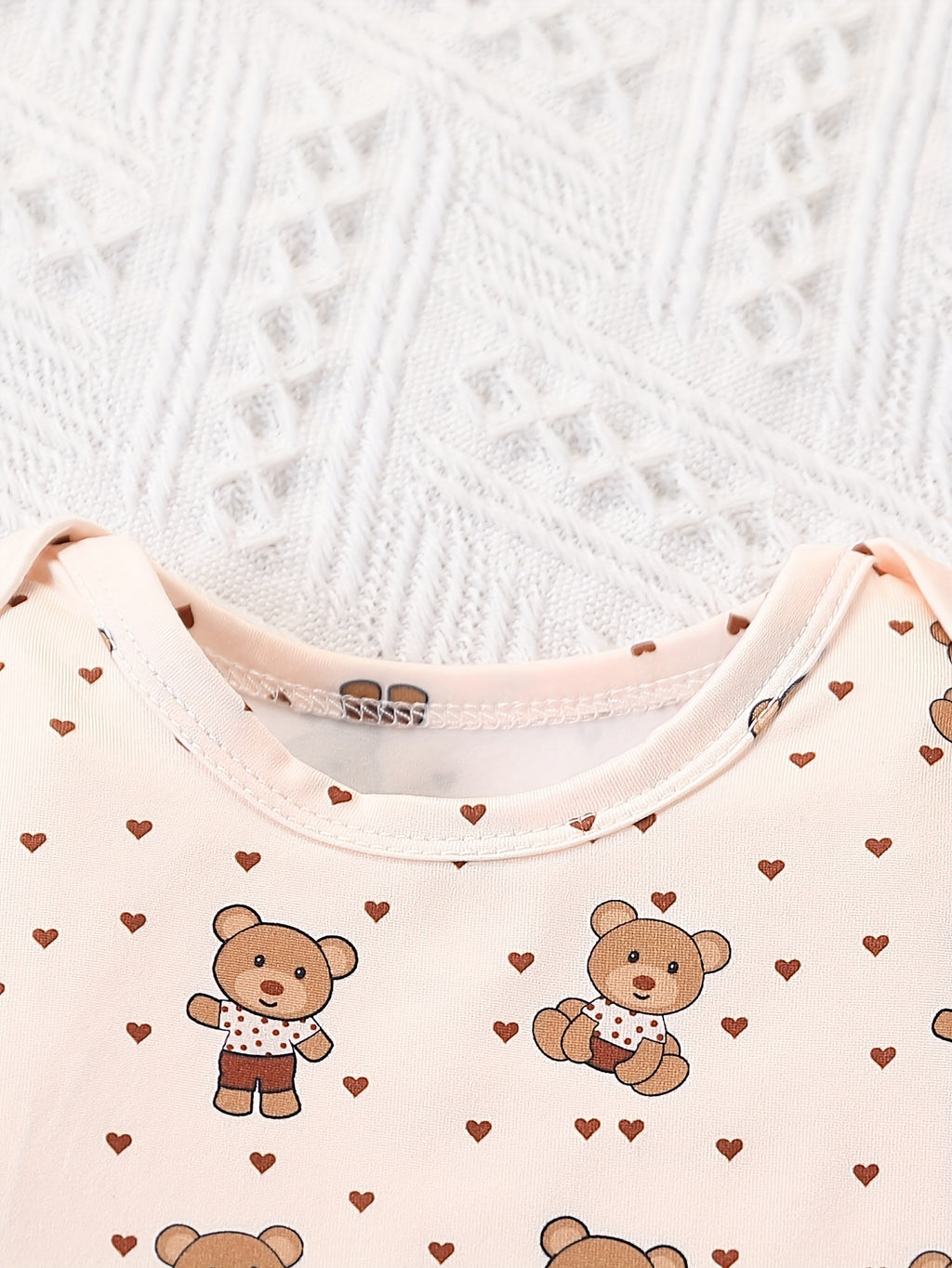 Bodysuits pieds pour bébé, imprimé ours, col rond manches longues — Monptitlou