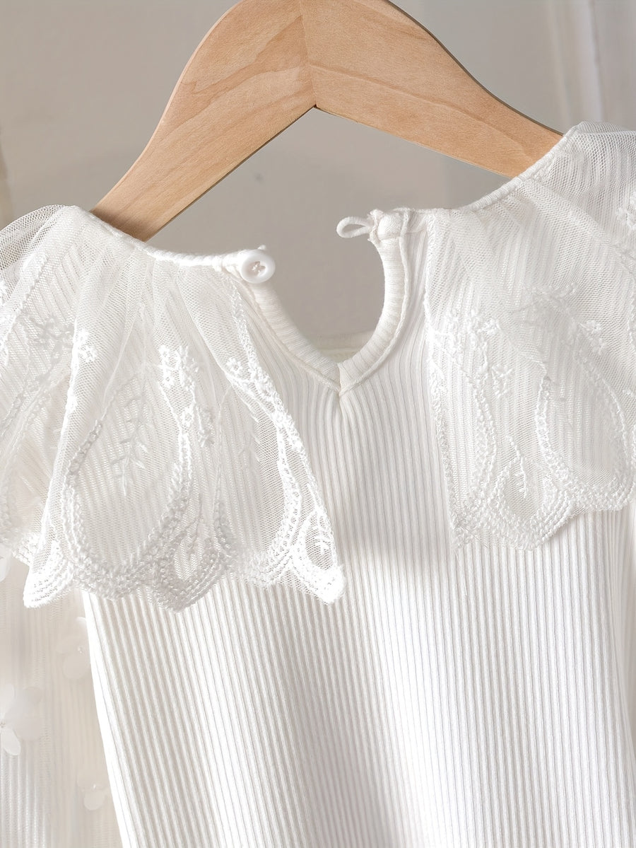 Haut à manches longues pour filles, sous-vêtement de couleur unie — Monptitlou